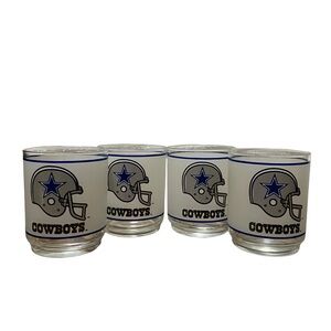 Vintage Football Dallas Cowboys NFL Mobil Oil Gas Drinking Set of 4
